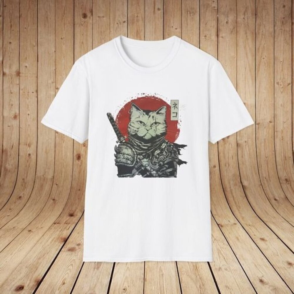 Samurai Cat Graphic T Shirt